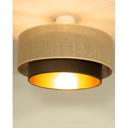 Plafonnier SARTA 1xE27/60W/230V Ø 45 cm marron/jute
