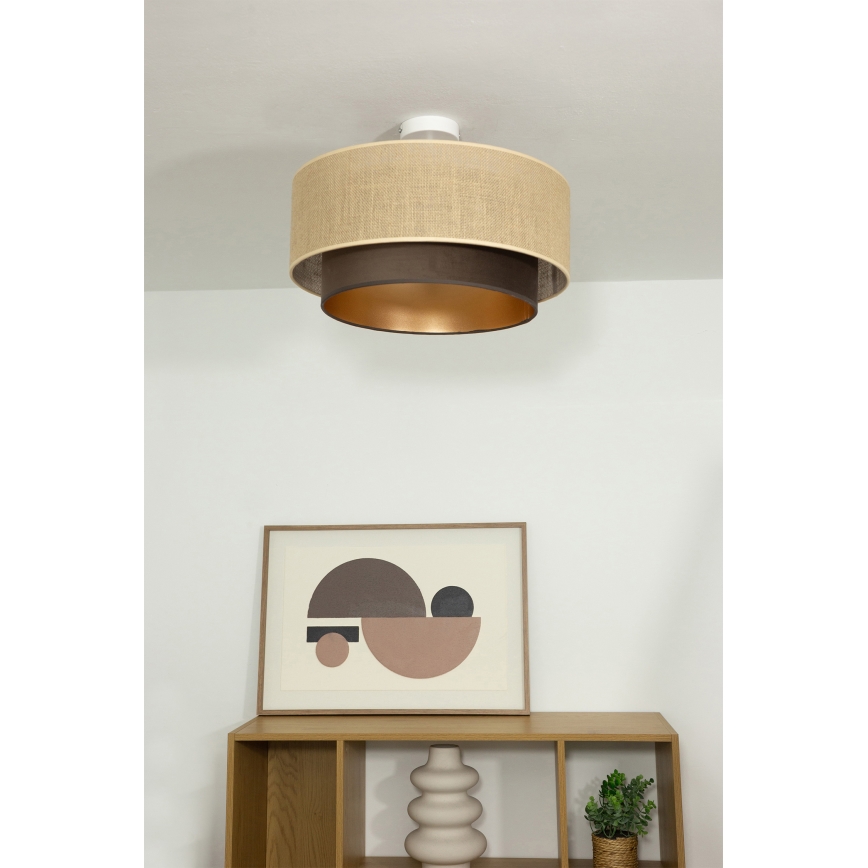 Plafonnier SARTA 1xE27/60W/230V Ø 45 cm marron/jute