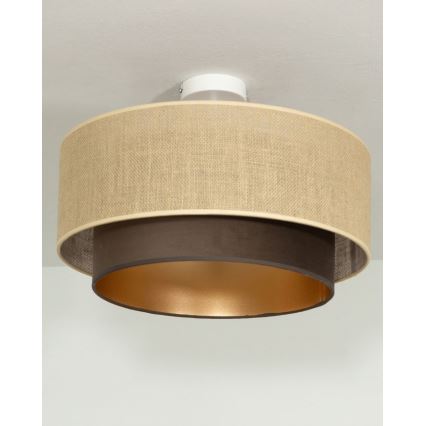 Plafonnier SARTA 1xE27/60W/230V Ø 45 cm marron/jute