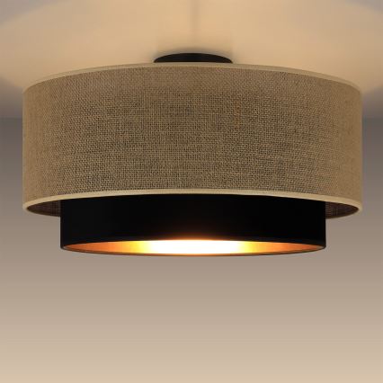 Plafonnier SARTA 1xE27/60W/230V Ø 45 cm noir/jute