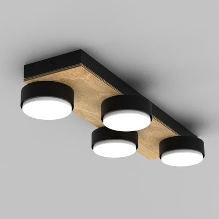 Plafonnier SEMA 4xGX53/15W/230V noir/marron/chêne