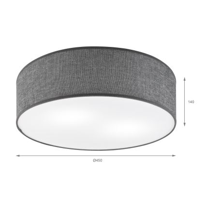 Plafonnier SIRJA 2xE27/15W/230V Ø 45 cm gris