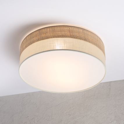 Plafonnier SIRJA BOHO 2xE27/15W/230V Ø45 cm beige/crème