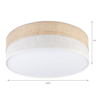 Plafonnier SIRJA BOHO 2xE27/15W/230V Ø45 cm beige/crème