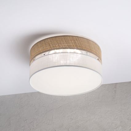 Plafonnier SIRJA DOUBLE BOHO 2xE14/15W/230V Ø 35 cm beige/blanc