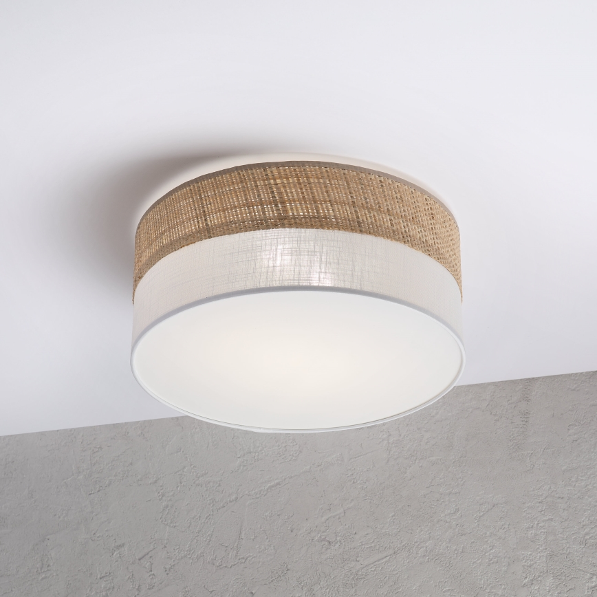 Plafonnier SIRJA DOUBLE BOHO 2xE14/15W/230V Ø 35 cm beige/blanc