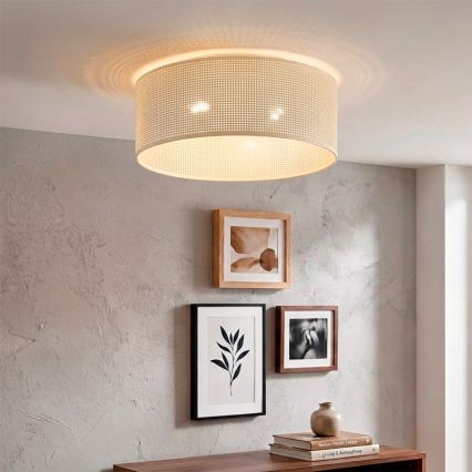 Plafonnier SIRJA PLISADO 2xE27/15W/230V Ø 35 cm crème