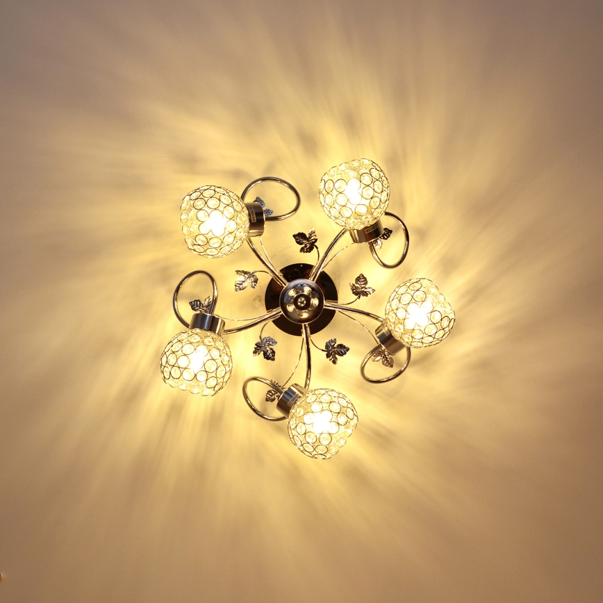 Plafonnier SOPHIA 5xE27/15W/230V chrome brillant/transparent