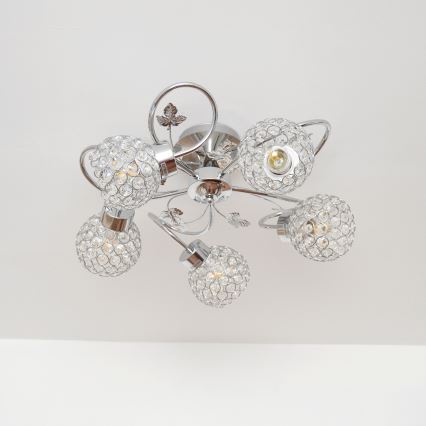 Plafonnier SOPHIA 5xE27/15W/230V chrome brillant/transparent