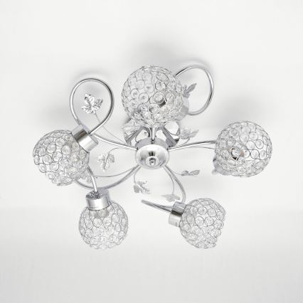 Plafonnier SOPHIA 5xE27/15W/230V chrome brillant/transparent