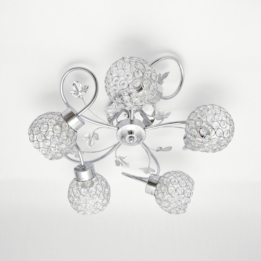 Plafonnier SOPHIA 5xE27/15W/230V chrome brillant/transparent