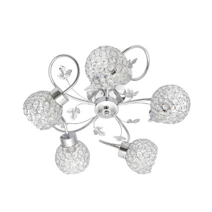 Plafonnier SOPHIA 5xE27/15W/230V chrome brillant/transparent