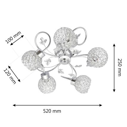 Plafonnier SOPHIA 5xE27/15W/230V chrome brillant/transparent