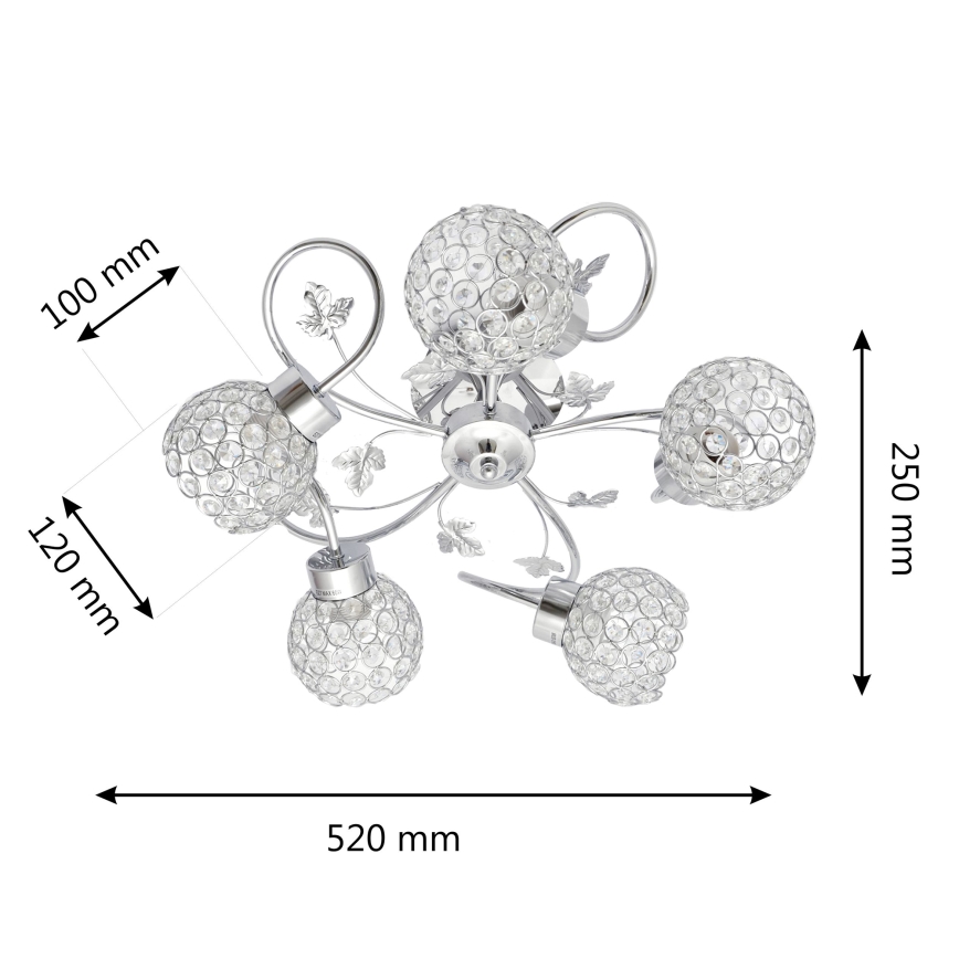 Plafonnier SOPHIA 5xE27/15W/230V chrome brillant/transparent