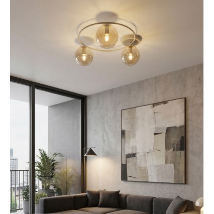 Plafonnier SOPRA 3xE14/10W/230V beige/beige fumé