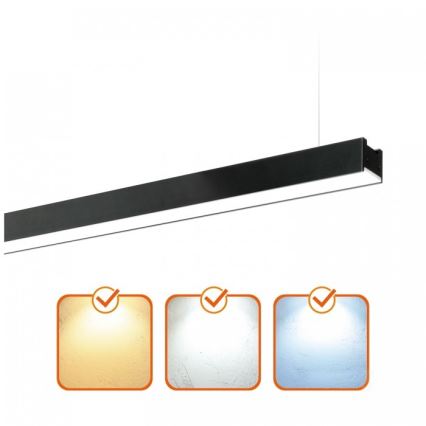Luminaire LED KOLINE, montage en saillie ou en suspension, 40 W, 230 V, 3000/4000/6500 K, 120 cm, noir