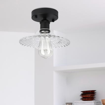Plafonnier TRISH 1xE27/15W/230V noir/transparent