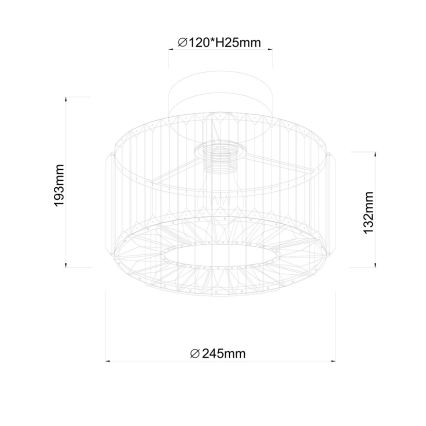 Plafonnier VETRO 1xE27/15W/230V Ø 24,5 cm doré