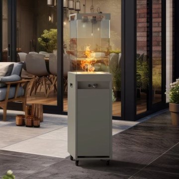 Planika - Caminetto a gas da esterno 142x36 cm 8kW grigio + copertura di protezione