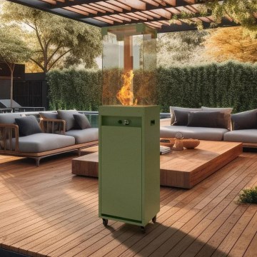 Planika - Caminetto a gas da esterno 142x36 cm 8kW verde + copertura di protezione