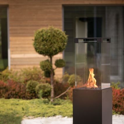 Planika - Außen-Gaskamin 142x36 cm 8kW 1xAAA schwarz + Schutzabdeckung