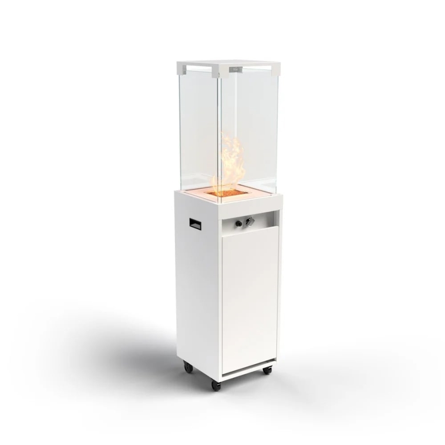 Planika - Caminetto a gas da esterno 142x36 cm 8kW bianco + coperchio di protezione