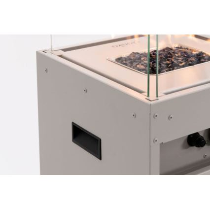 Planika - Caminetto a gas da esterno 142x36 cm 8kW bianco + coperchio di protezione