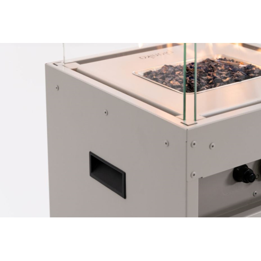 Planika - Caminetto a gas da esterno 142x36 cm 8kW bianco + coperchio di protezione