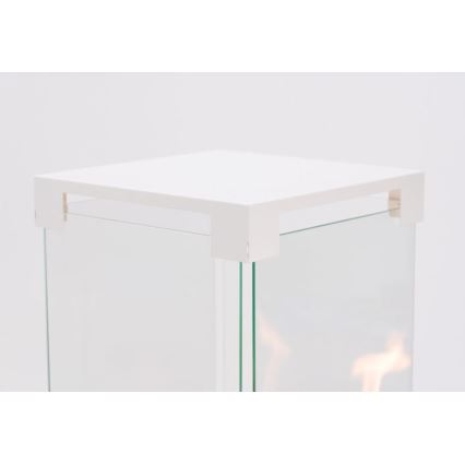 Planika - Caminetto a gas da esterno 142x36 cm 8kW bianco + coperchio di protezione