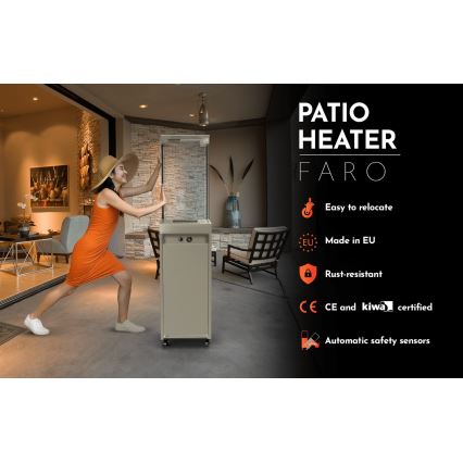 Planika - Caminetto a gas da esterno 142x36 cm 8kW grigio + copertura di protezione