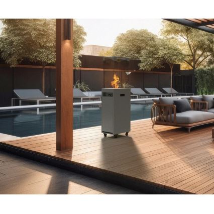 Planika - Caminetto a gas da esterno 142x36 cm 8kW grigio + copertura di protezione