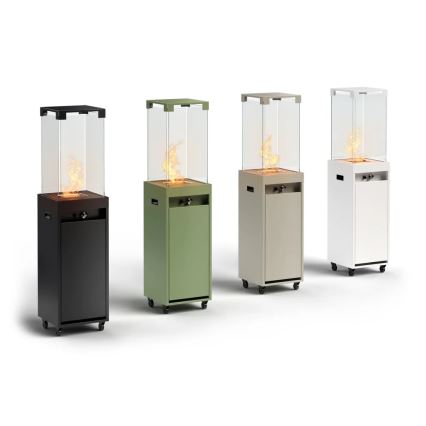 Planika - Caminetto a gas da esterno 142x36 cm 8kW grigio + copertura di protezione