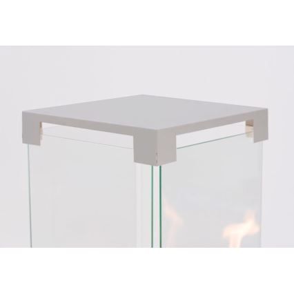 Planika - Caminetto a gas da esterno 142x36 cm 8kW grigio + copertura di protezione