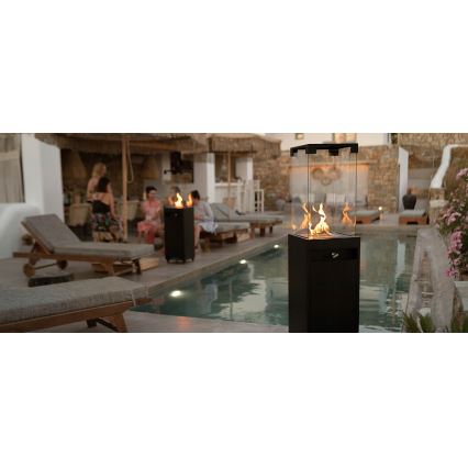 Planika Faro GAS - Caminetto a gas da esterno 142x36 cm 8kW nero + coperchio di protezione