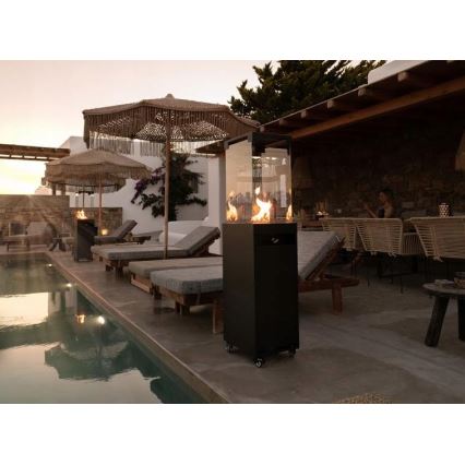 Planika Faro GAS - Caminetto a gas da esterno 142x36 cm 8kW nero + coperchio di protezione