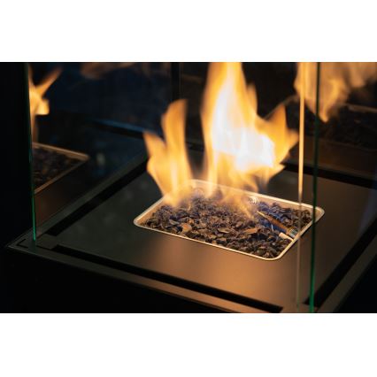 Planika Faro GAS - Caminetto a gas da esterno 142x36 cm 8kW nero + coperchio di protezione