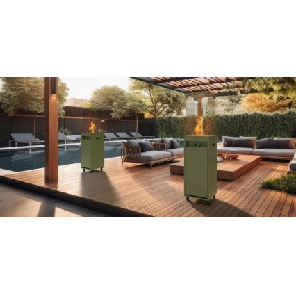Planika - Caminetto a gas da esterno 142x36 cm 8kW verde + copertura di protezione