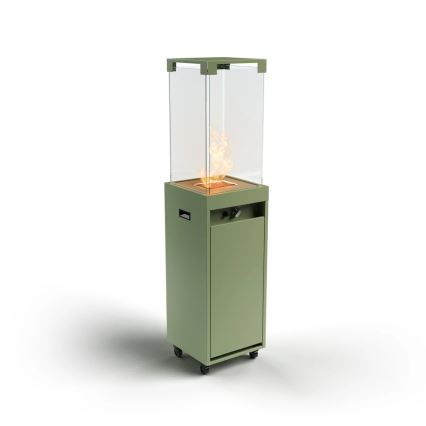 Planika - Caminetto a gas da esterno 142x36 cm 8kW verde + copertura di protezione