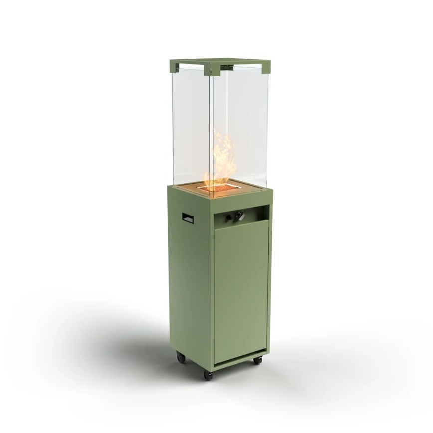 Planika - Caminetto a gas da esterno 142x36 cm 8kW verde + copertura di protezione