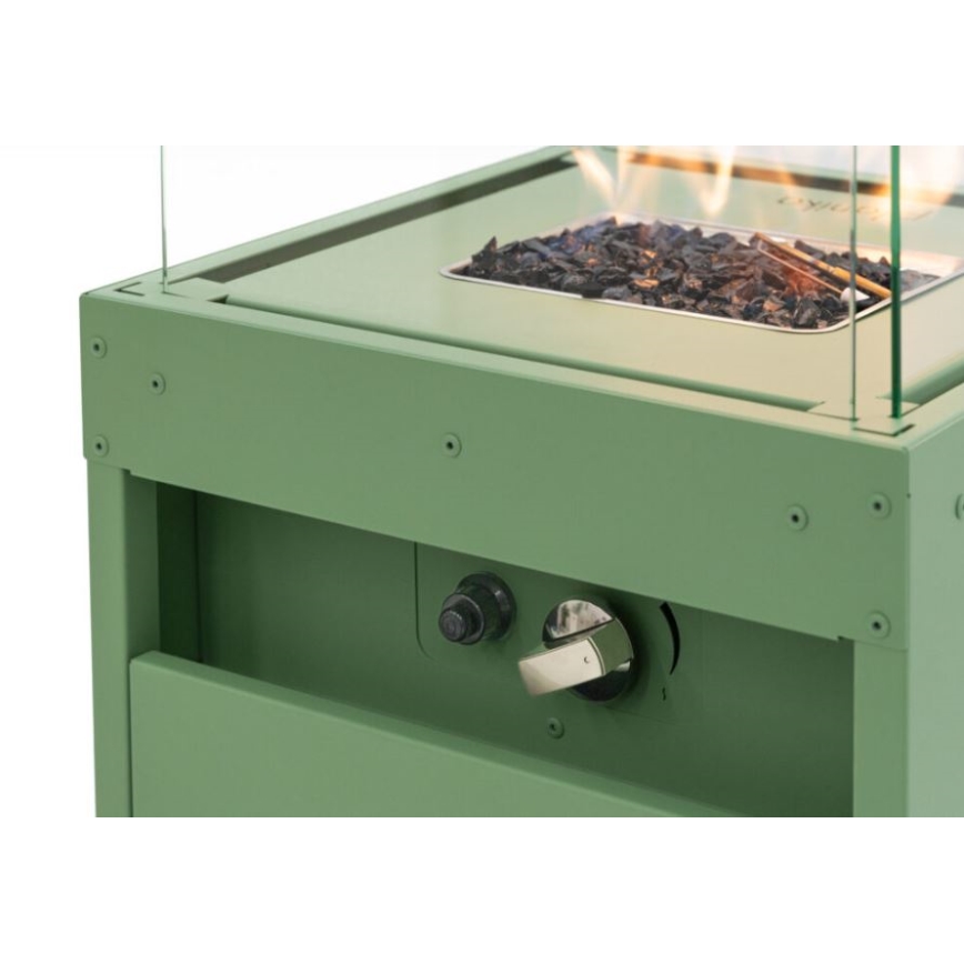 Planika - Caminetto a gas da esterno 142x36 cm 8kW verde + copertura di protezione
