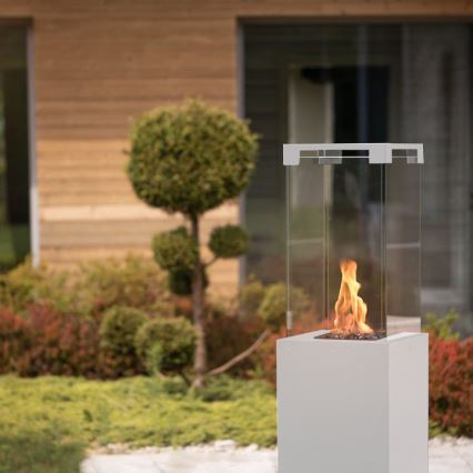 Planika - Cheminée à gaz d'extérieur 142x36 cm 8kW blanc + housse de protection