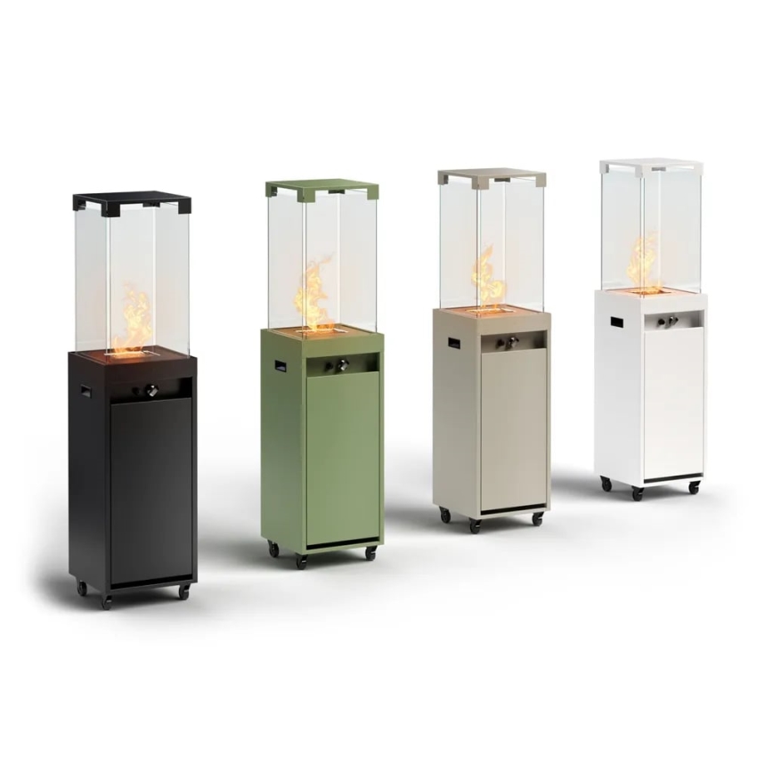 Planika - Cheminée à gaz d'extérieur 142x36 cm 8kW blanc + housse de protection