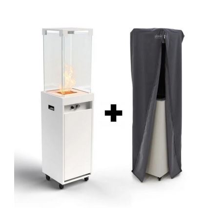 Planika - Cheminée à gaz d'extérieur 142x36 cm 8kW blanc + housse de protection