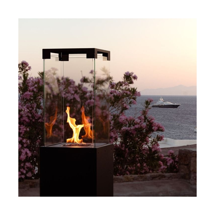 Planika - Cheminée à gaz d'extérieur 142x36 cm 8kW noir + housse de protection