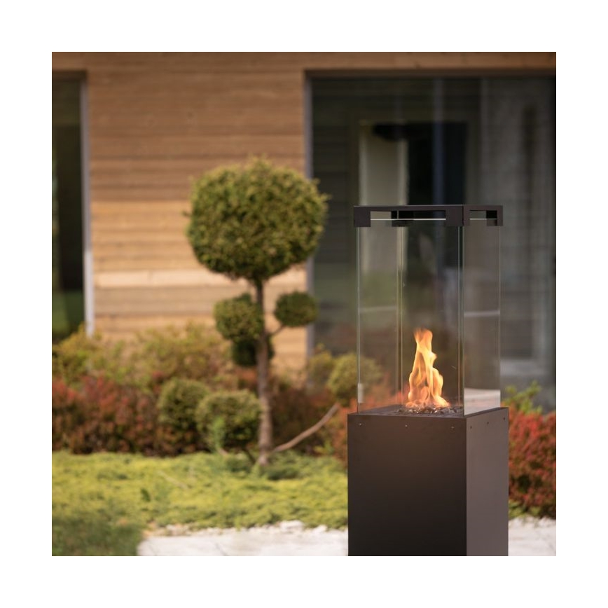 Planika - Cheminée à gaz d'extérieur 142x36 cm 8kW noir + housse de protection
