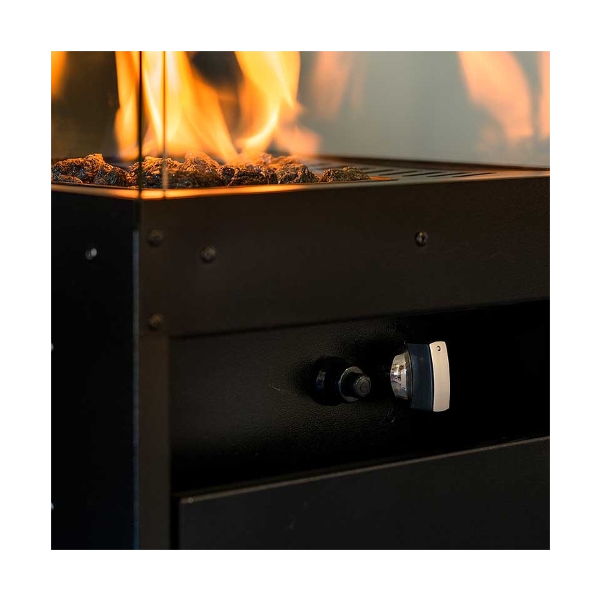 Planika - Cheminée à gaz d'extérieur 142x36 cm 8kW noir + housse de protection