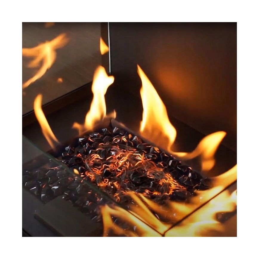 Planika - Cheminée à gaz d'extérieur 142x36 cm 8kW noir + housse de protection