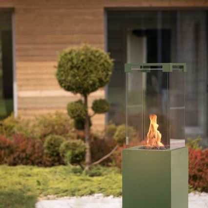 Planika - Cheminée à gaz d'extérieur 142x36 cm 8kW verte + housse de protection