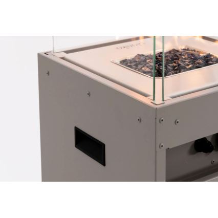 Planika - Outdoor-Gas-Kamin 142x36 cm 8kW grau + Schutzabdeckung