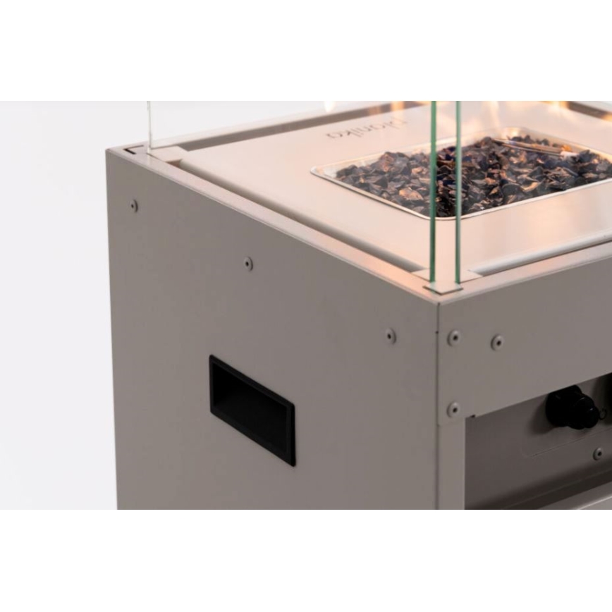 Planika - Outdoor-Gas-Kamin 142x36 cm 8kW grau + Schutzabdeckung